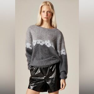 J crew Brushed cashmere relaxed crew neck sweater in floral design NWOT